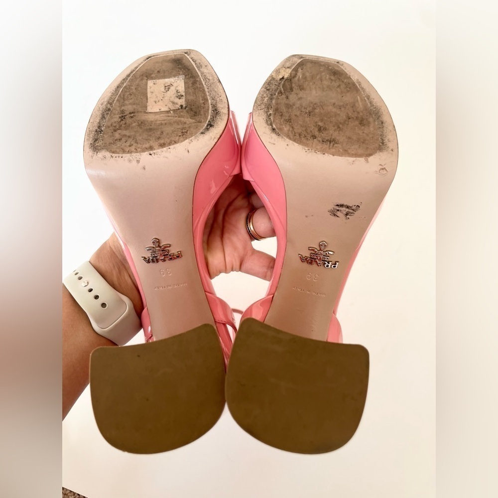 Prada petal pink patent leather block heel platform sandals EU 39 - Picture 7 of 13
